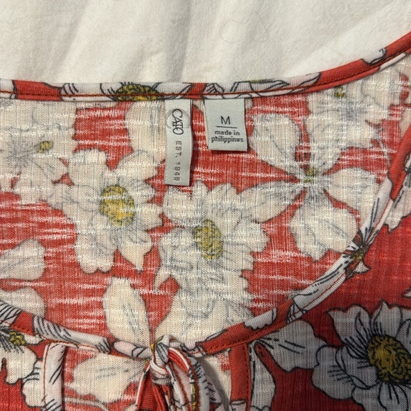 Cato short sleeve medium floral print tie up shirt - Picture 3 of 5